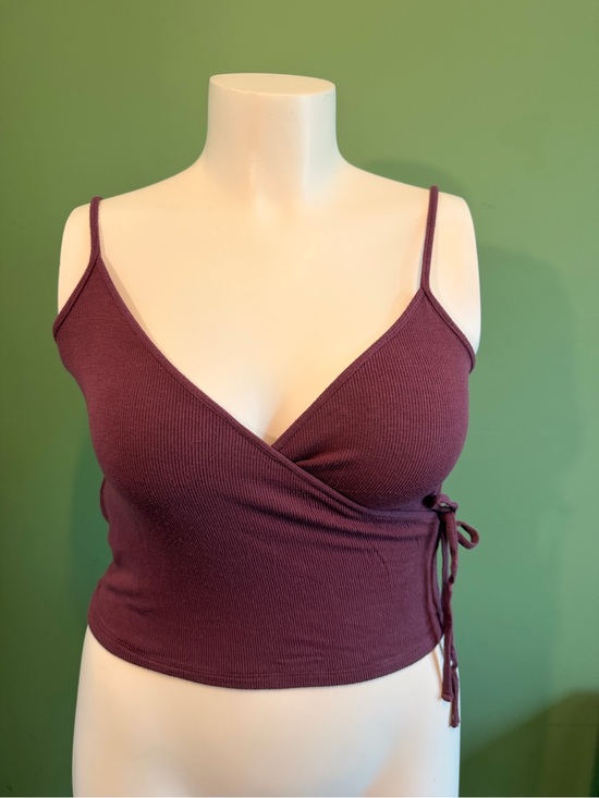 Garage Tops - Garage Ribbed Plum Wrap Camisole with Side Tie